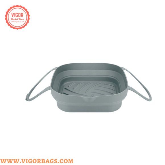 Silicone Non Stick Round Basket with Handles & 8 inch Basket Silicone Mat With H - Picture 12 of 14